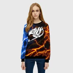 Женский свитшот 3D Голубые молнии - фото 2
