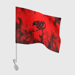 Флаг для автомобиля Хвост Феи черное пламя на красном фоне