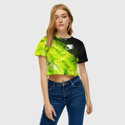 Женская футболка Crop-top 3D Хвост Феи зеленые мазки - фото 2