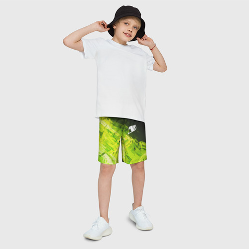 Детские спортивные шорты 3D Хвост Феи зеленые мазки, цвет 3D печать - фото 3
