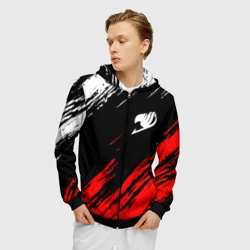 Мужская толстовка 3D на молнии Хвост феи белый лого - фото 2