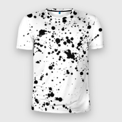 Мужская футболка 3D Slim Далматинец - брызги чёрными пятнами