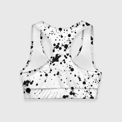 Женский спортивный топ 3D Далматинец - брызги чёрными пятнами, цвет 3D печать - фото 2