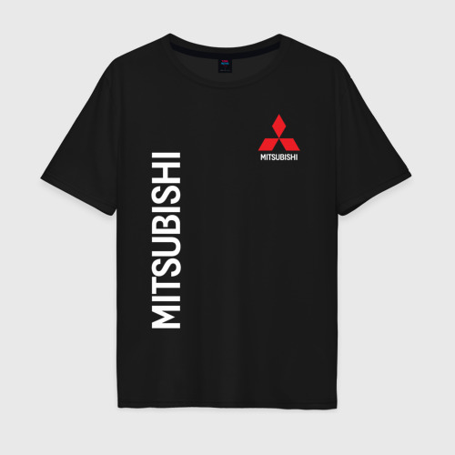 Мужская футболка хлопок Oversize с принтом MITSUBISHI | МИТСУБИСИ, вид спереди #2