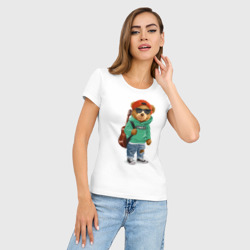 Женская футболка хлопок Slim Медведь с гитарой - фото 2
