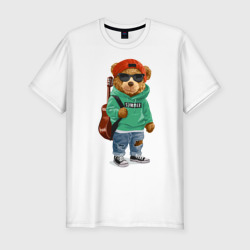 Медведь с гитарой – Мужская футболка хлопок Slim с принтом купить
