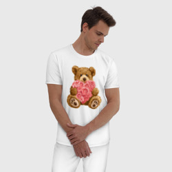 Мужская пижама хлопок Плюшевый медведь с сердечком - фото 2