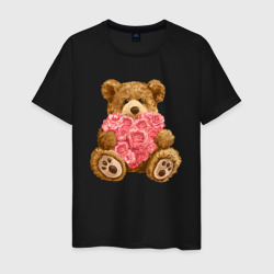 Мужская футболка хлопок Плюшевый медведь с сердечком