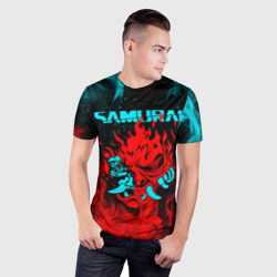 Мужская футболка 3D Slim Cyberpunk 2077: самурай - фото 2