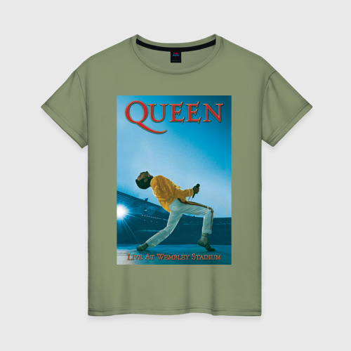 Женская футболка хлопок с принтом Queen, вид спереди #2