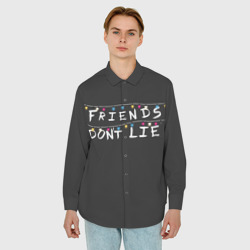 Мужская рубашка oversize 3D Friends Dont Lie - фото 2