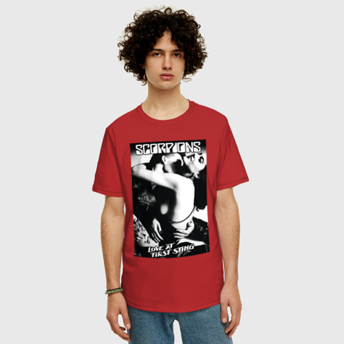 Мужская футболка хлопок Oversize Scorpions, цвет красный - фото 3