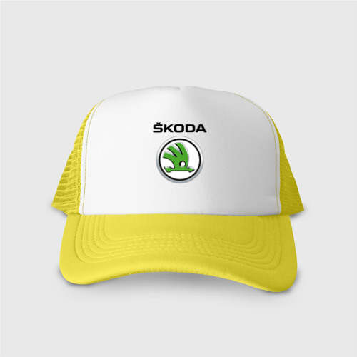 Кепка тракер с сеткой Skoda, цвет желтый