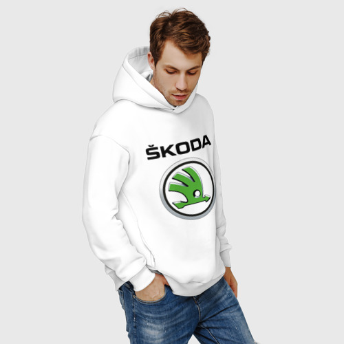 Мужское худи Oversize хлопок Skoda, цвет белый - фото 7