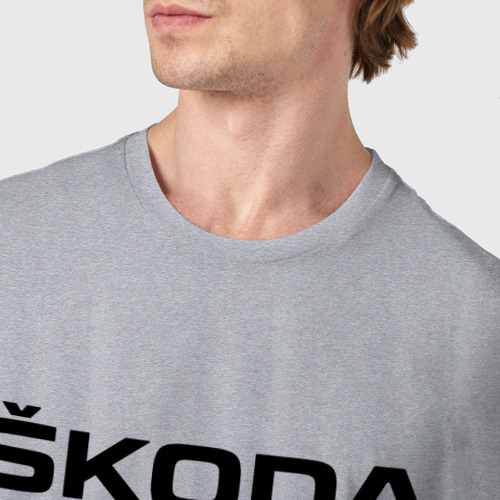 Мужская футболка хлопок Skoda, цвет меланж - фото 6