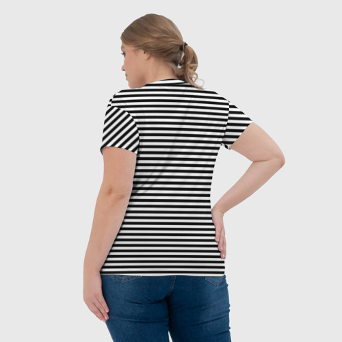 Женская футболка 3D В черно-белую полоску, цвет 3D печать - фото 7