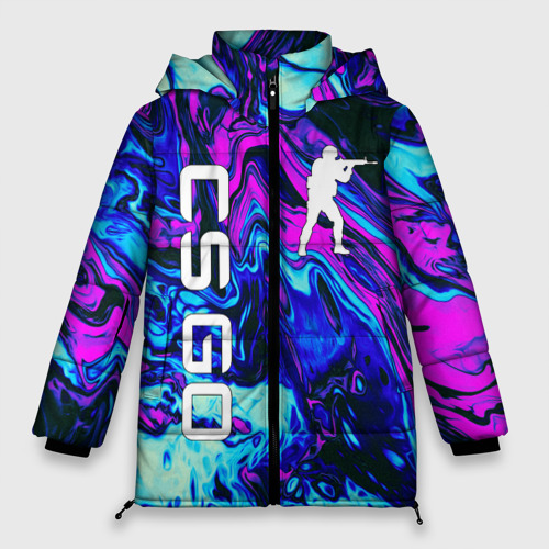 Женская зимняя куртка Oversize CS GO neon КС Го неон, цвет черный