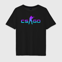 Мужская футболка хлопок Oversize CS GO neon КС Го неон