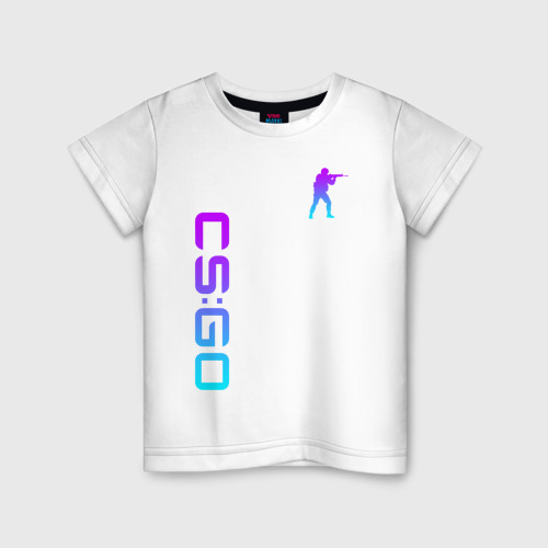 Детская футболка из хлопка с принтом CS GO neon КС Го неон, вид спереди №1