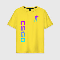 Женская футболка хлопок Oversize CS GO neon КС Го неон