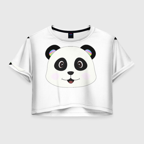 Женская футболка Crop-top 3D Panda, цвет 3D печать