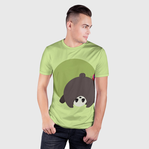 Мужская футболка 3D Slim Прикольная панда с бабочкой, цвет 3D печать - фото 3