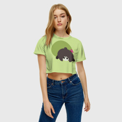 Женская футболка Crop-top 3D Прикольная панда с бабочкой - фото 2