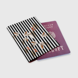 Обложка для паспорта матовая кожа Гуси паттерн с полосами вертикальными - фото 2