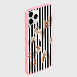 Чехол для iPhone 11 Pro матовый Гуси паттерн с полосами вертикальными - фото 2