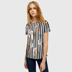 Женская футболка 3D Гуси паттерн с полосами вертикальными - фото 2