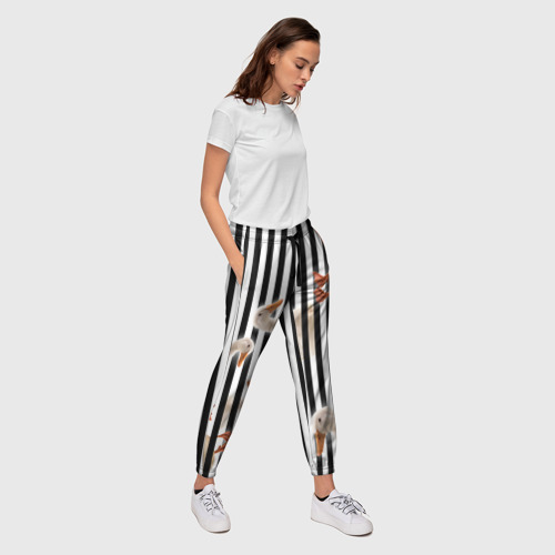 Женские брюки 3D Гуси паттерн с полосами вертикальными - фото 5