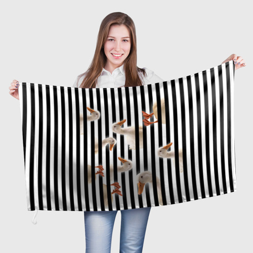 Флаг 3D Гуси паттерн с полосами вертикальными