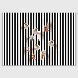 Поздравительная открытка Гуси паттерн с полосами вертикальными