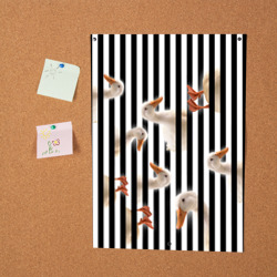 Постер Гуси паттерн с полосами вертикальными - фото 2