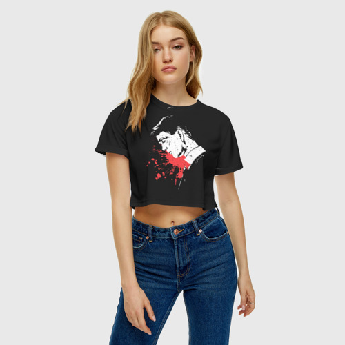 Женская футболка Crop-top 3D Острые Козырьки, цвет 3D печать - фото 4