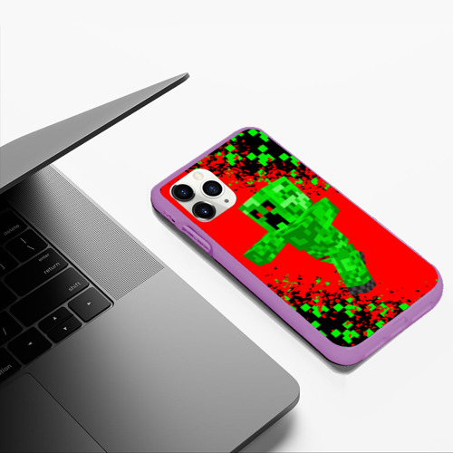 Чехол для iPhone 11 Pro Max матовый Minecraft, цвет фиолетовый - фото 5