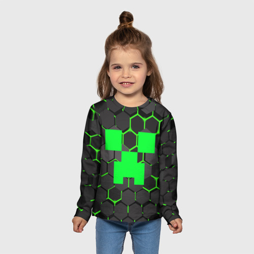 Детский лонгслив 3D Minecraft Creeper Крипер, цвет 3D печать - фото 5