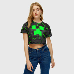 Женская футболка Crop-top 3D Minecraft Creeper Крипер - фото 2