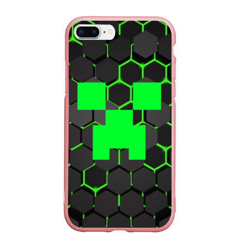 Чехол для iPhone 7Plus/8 Plus матовый Minecraft Creeper Крипер, цвет баблгам