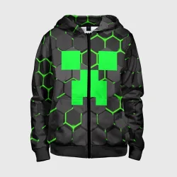 Детская толстовка 3D на молнии Minecraft Creeper Крипер