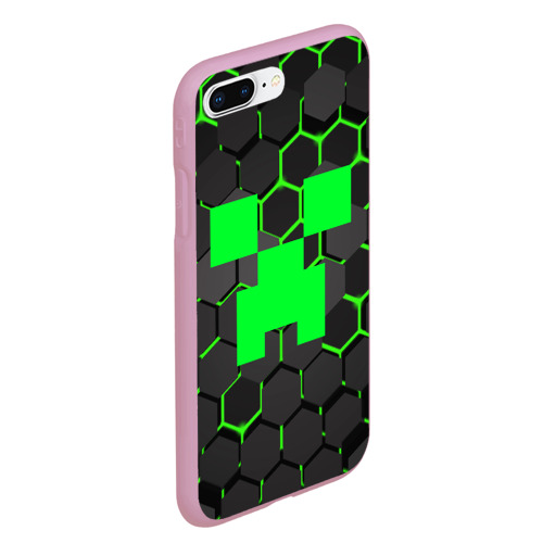 Чехол для iPhone 7Plus/8 Plus матовый Minecraft Creeper Крипер, цвет розовый - фото 3