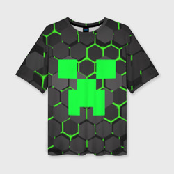 Женская футболка oversize 3D Minecraft Creeper Крипер