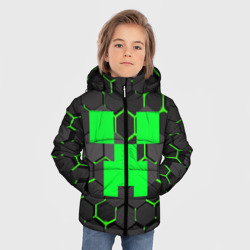 Куртка с принтом Minecraft Creeper Крипер для любого человека, вид спереди №2. Цвет основы: черный