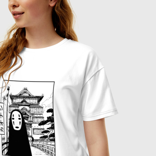Женская футболка хлопок Oversize No-Face Spirited Away Ghibli, цвет белый - фото 3