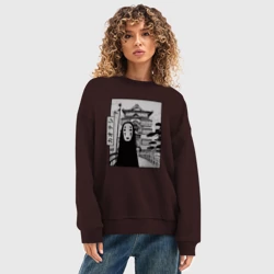 Женский свитшот oversize без начеса хлопок No-Face Spirited Away Ghibli - фото 2