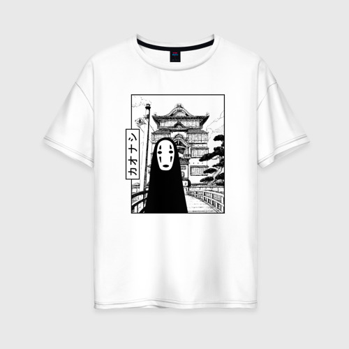 Женская футболка хлопок Oversize No-Face Spirited Away Ghibli, цвет белый