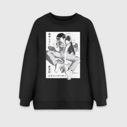 Женский свитшот oversize без начеса хлопок Мисато Кацураги