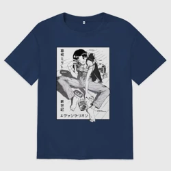 Женская футболка хлопок Oversize Мисато Кацураги