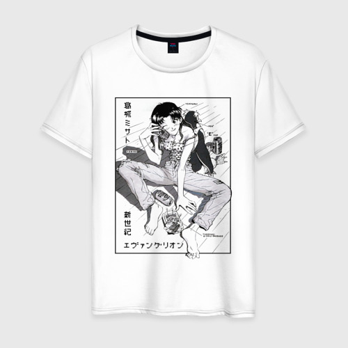 Мужская футболка хлопок Мисато Кацураги, цвет белый