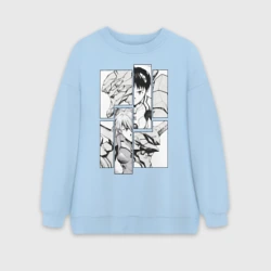 Женский свитшот oversize без начеса хлопок Manga page from Evangelion. monochrome